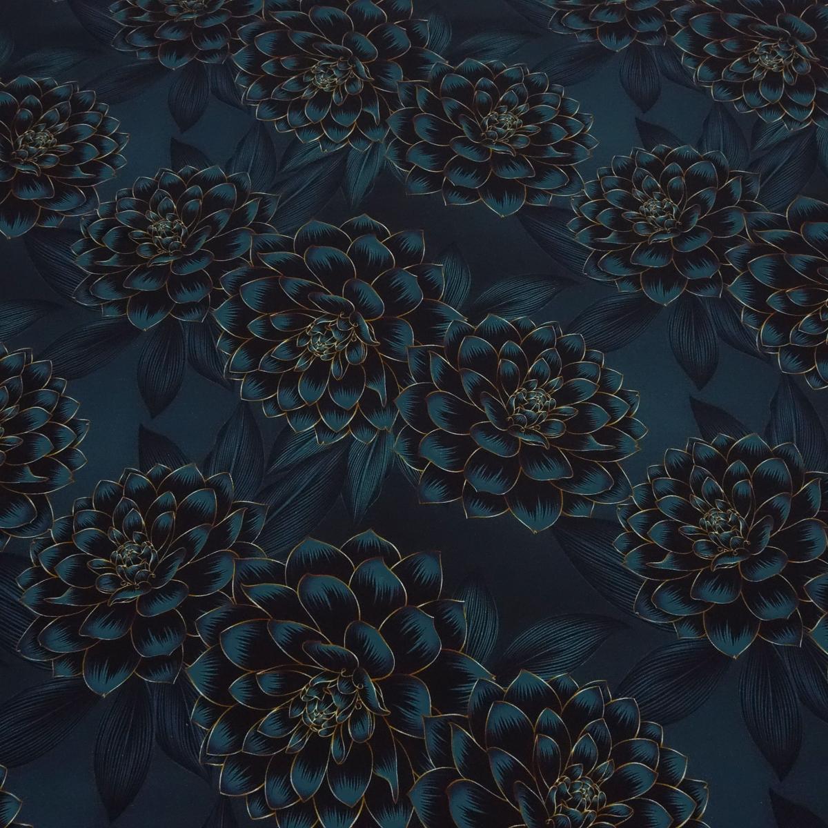 Fabric cotton jersey flowers Madita design petrol-blue colorful dress fabric children's fabric