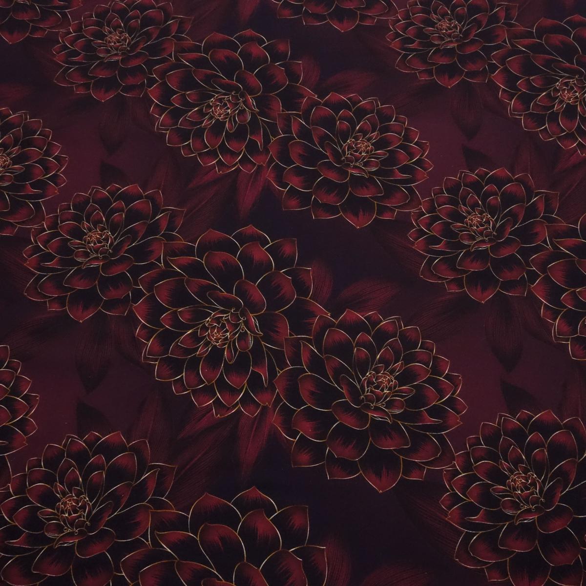 Fabric cotton jersey flowers Madita design bordeaux colorful dress fabric children's fabric