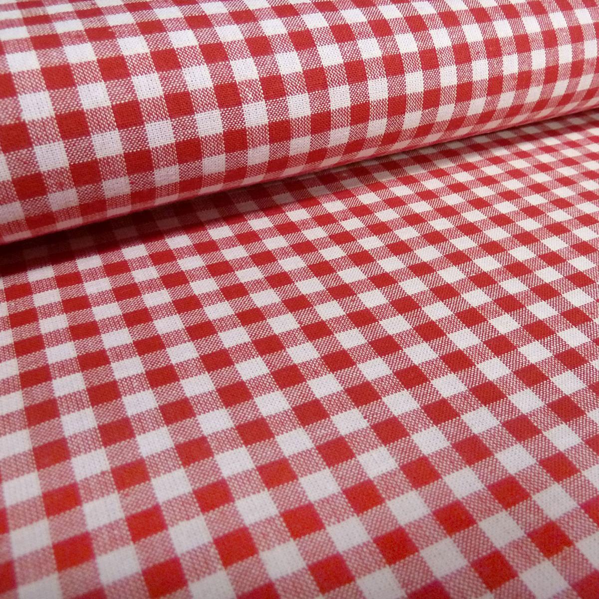 Stoff 100% Baumwolle Zefir 5 mm Karo rot weiß kariert Kleiderstoff Blusenstoff Dekostoff