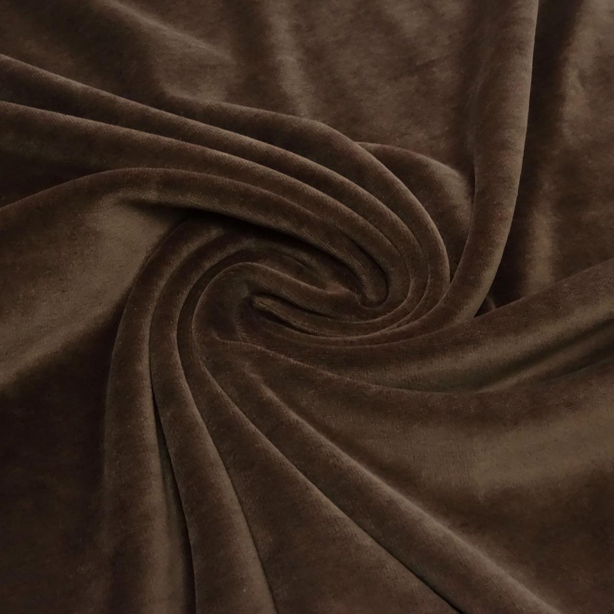 Stoff Nicki Velour Samt stretchig uni schoko braun Kleiderstoff Kinderstoff Babystoff Pyjamastoff