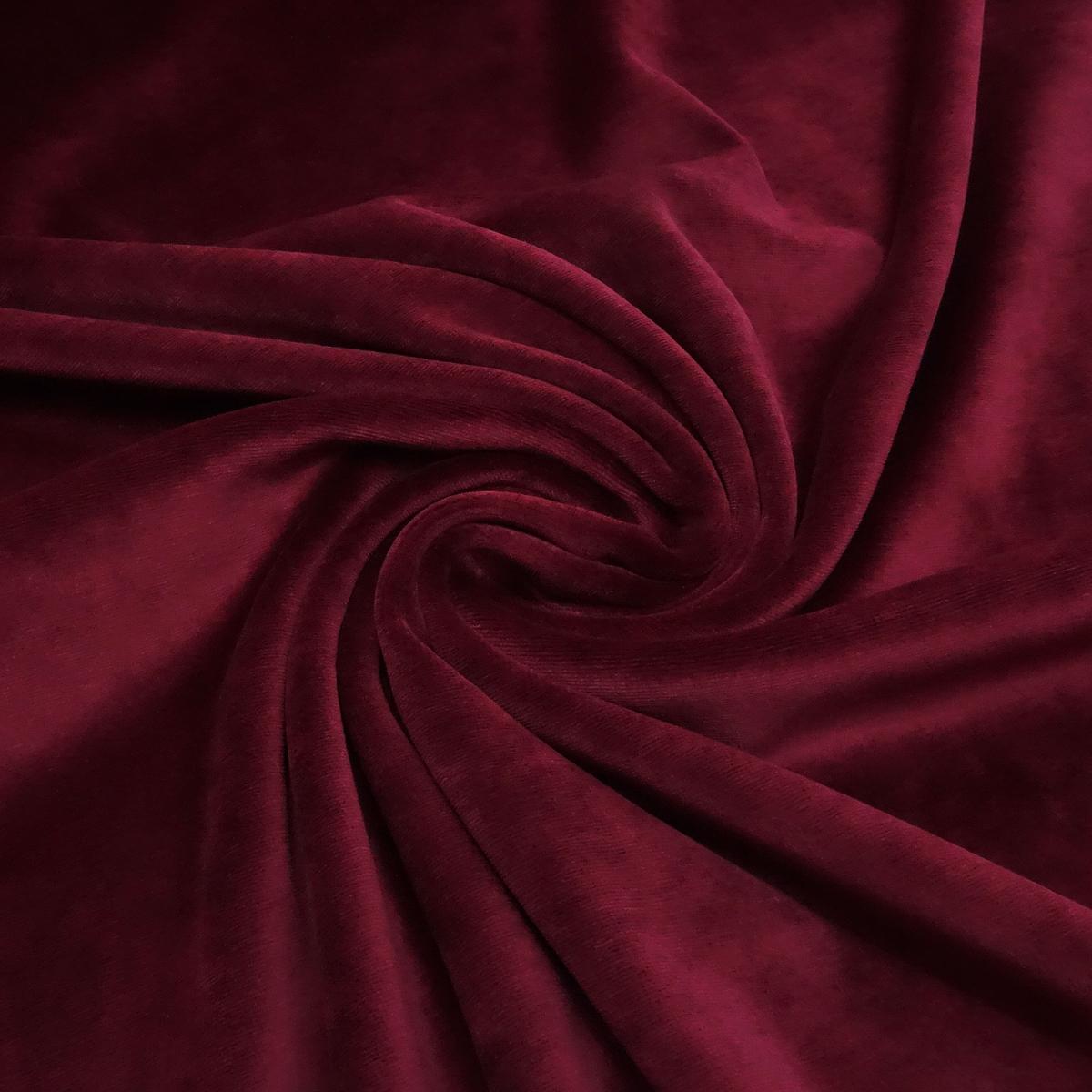 Stoff Nicki Velour Samt stretchig uni bordeaux rot Kleiderstoff Kinderstoff Babystoff Pyjamastoff