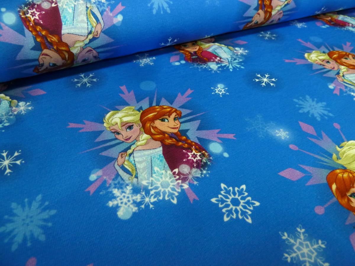 Stoff Baumwolle Jersey Disney Eiskönigin Frozen Anna Elsa blau bunt Kinderstoff Kleiderstoff
