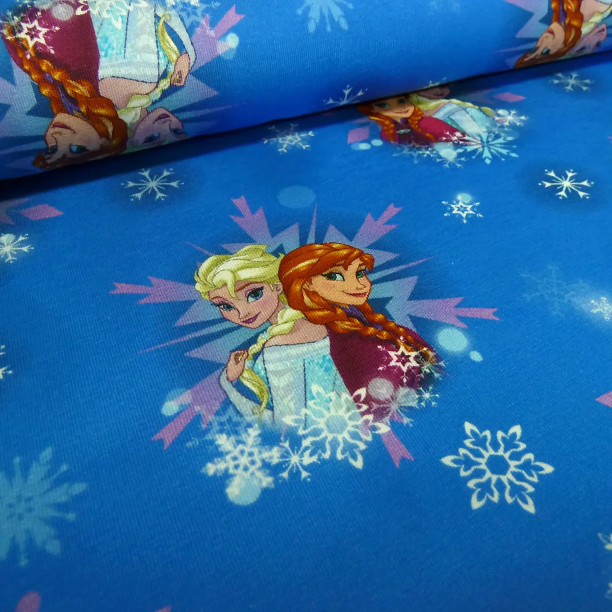 Stoff Baumwolle Jersey Disney Eiskönigin Frozen Anna Elsa blau bunt Kinderstoff Kleiderstoff