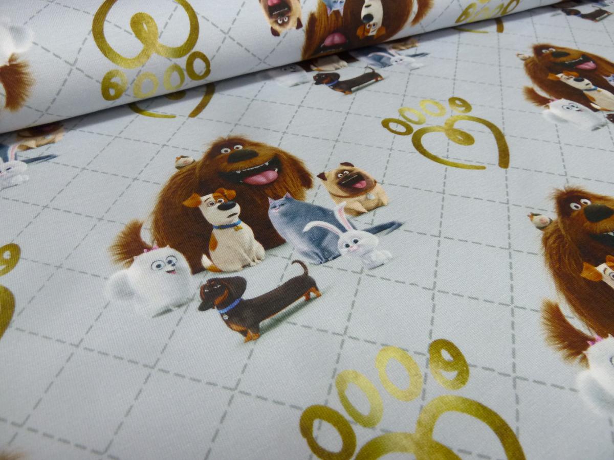 Fabric cotton jersey Pets Duke Max Snowball Cloe gray colorful children's fabric dress fabric