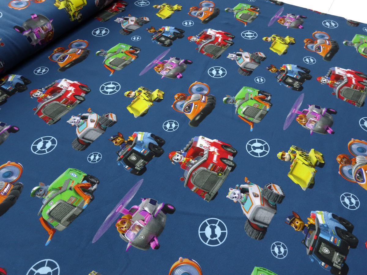 Fabric cotton jersey with Paw Patrol design blue colorful children's fabric dress fabric license print