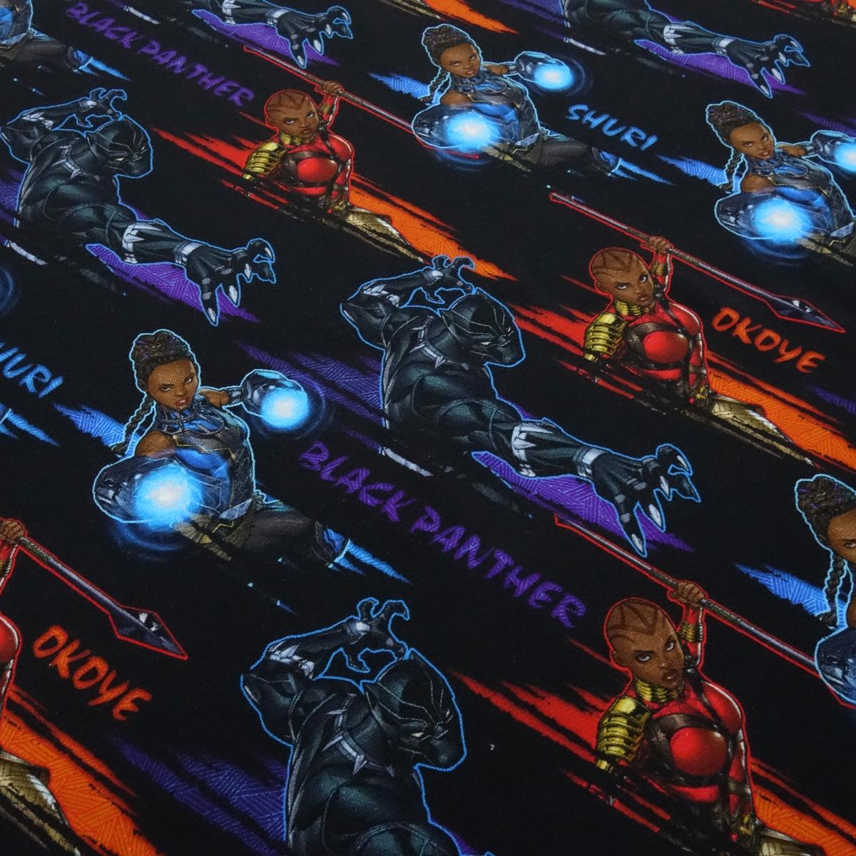 Fabric Cotton Jersey Marvel Black Panther Okoye Shuri Design black red blue purple orange colorful children's fabric dress fabric licensed fabric