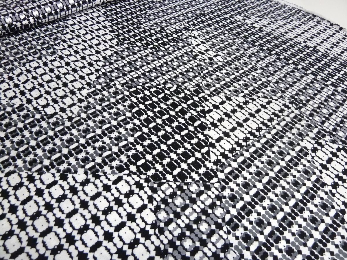 Stoffreststück 42 cm x 150 cm Jersey Patchwork Abstrakt Druck schwarz grau weiß Kleiderstoff​