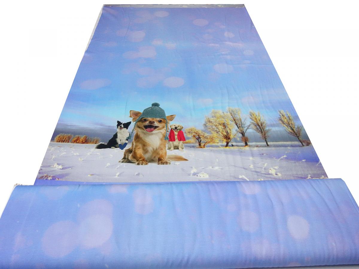 Stoff Baumwolle Jersey Hunde Dogs Stoffpanel Panel 118 cm blau bunt Kleiderstoff Kinderstoff