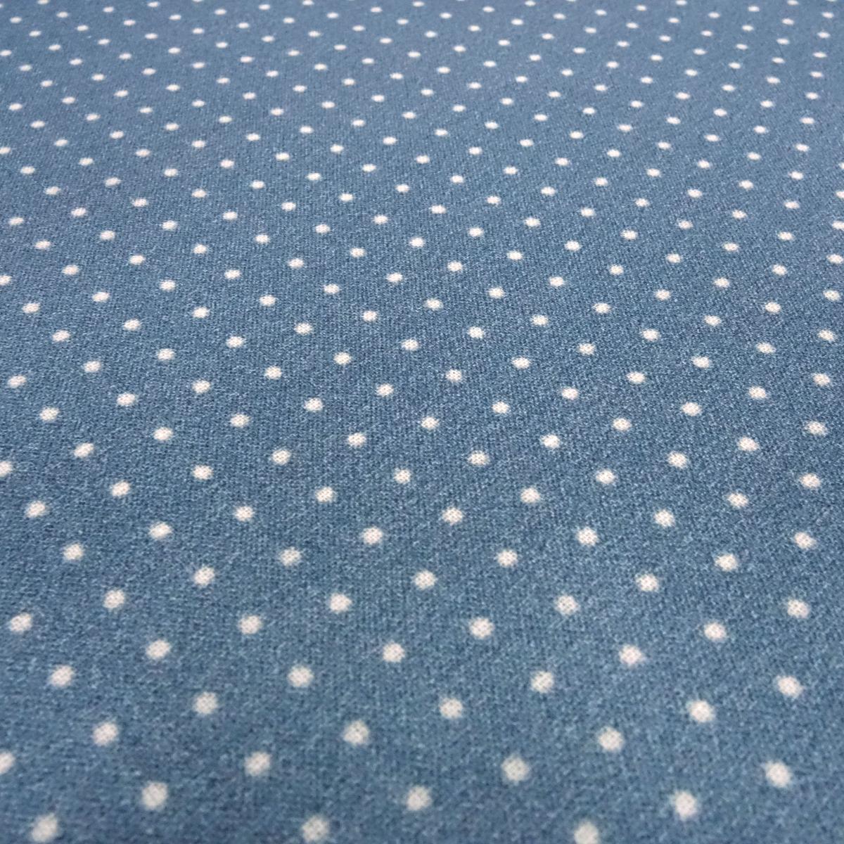 Stoff Baumwolle Popeline mit 2 mm Punkte Pünktchen Design jeans blau weiß Kleiderstoff Blusenstoff Dekostoff