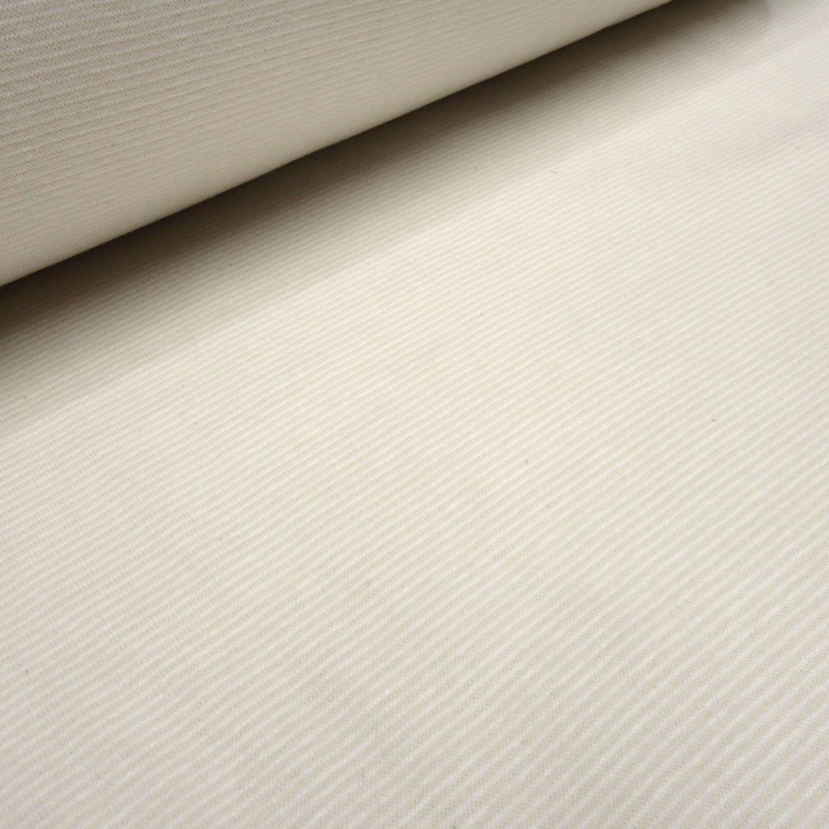 Stoff Baumwolle Bündchenstoff Ringelbündchen Schlauchware 1mm fein gestreift beige-weiß