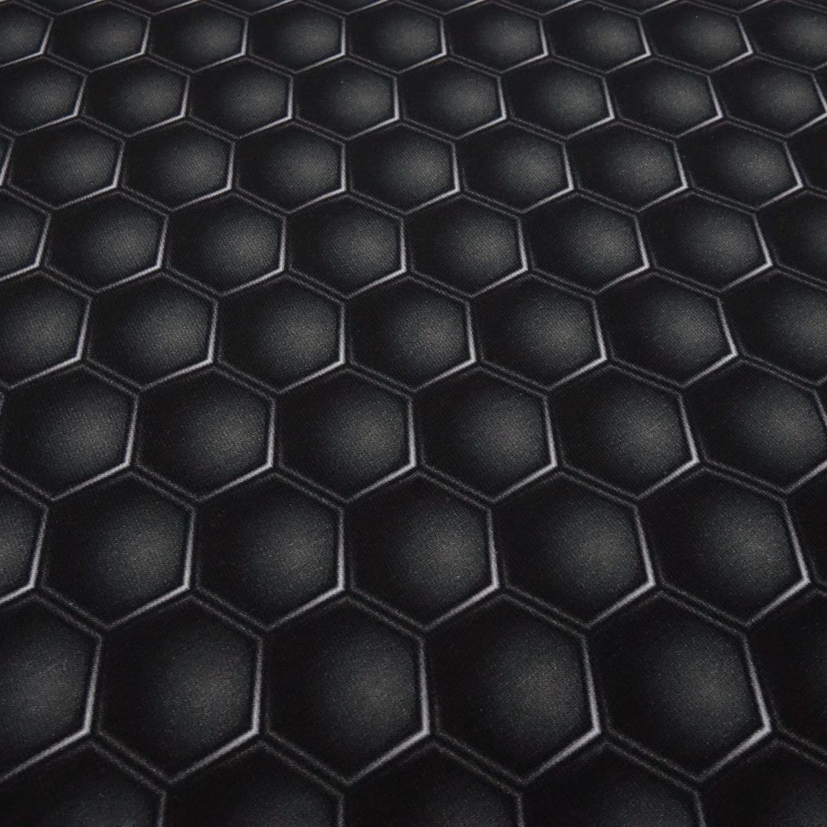 Stoff Baumwolle French Terry Sweatshirtstoff Hexagon grafisches geometrisches Muster grau schwarz Kleiderstoff Kinderstoff