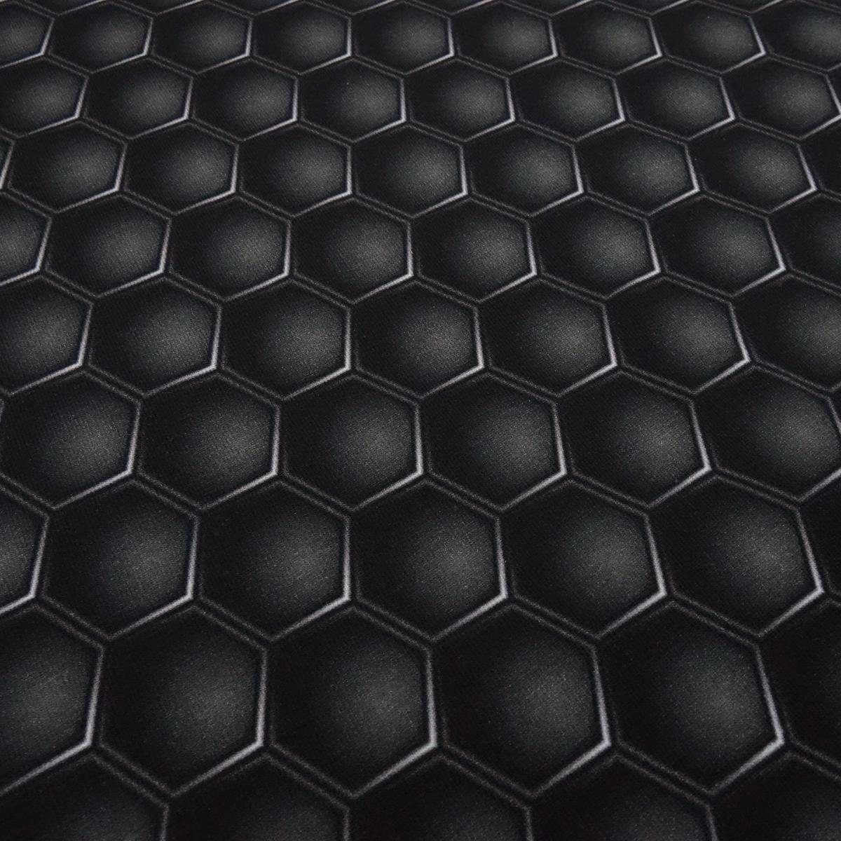 Stoff Baumwolle French Terry Sweatshirtstoff Hexagon grafisches geometrisches Muster grau schwarz Kleiderstoff Kinderstoff