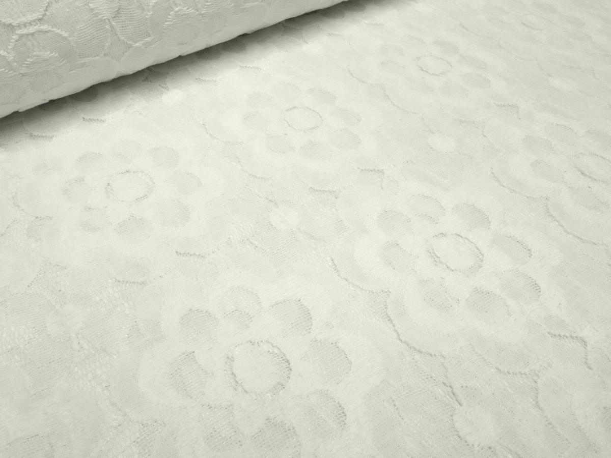 Stoff Spitze Spitzenstoff Blumenmuster cremeweiß Kleiderstoff Hochzeitsstoff