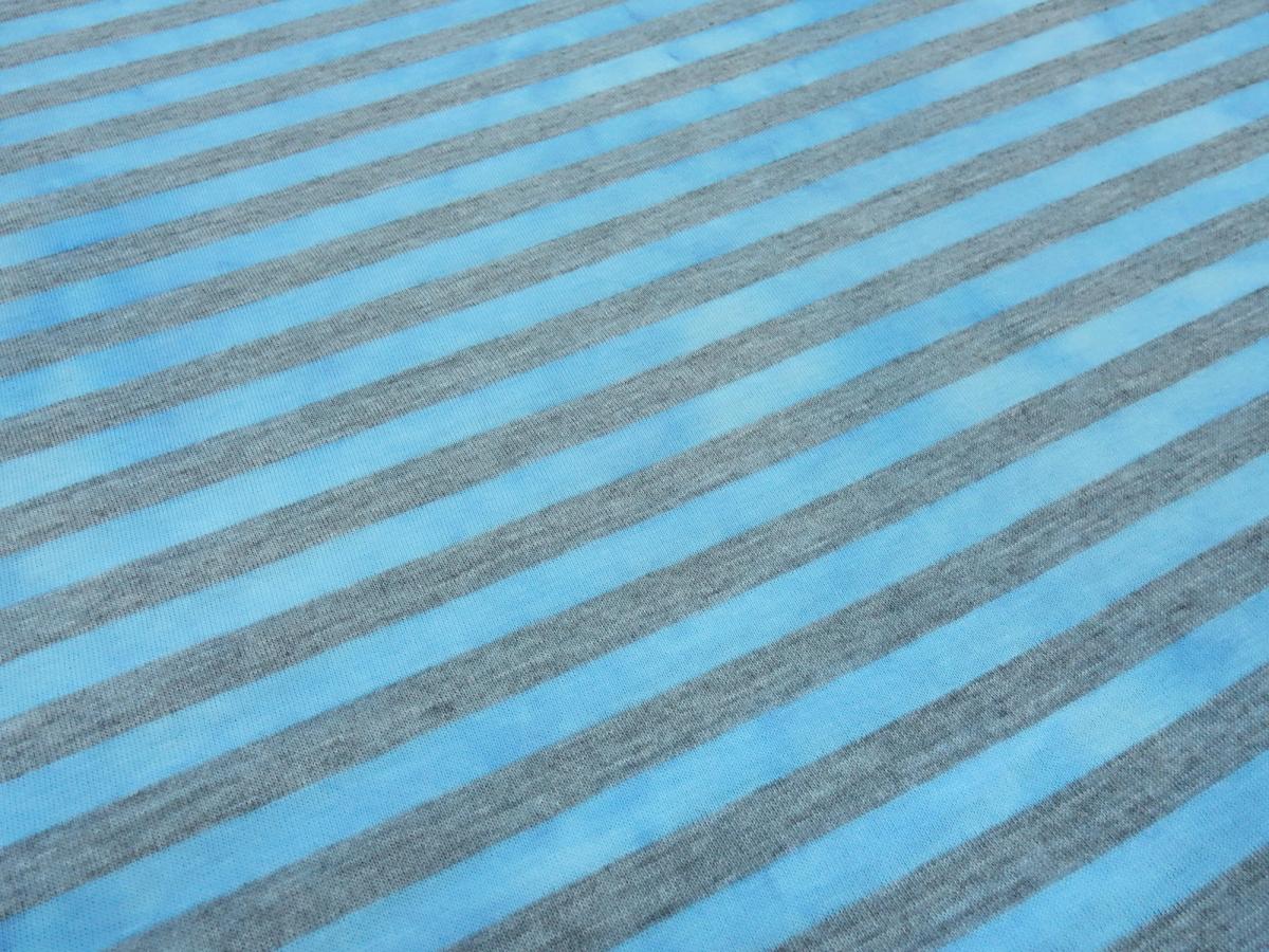 Fabric cotton jersey with 9 mm batik stripes design gray turquoise-blue striped dress fabric children's fabric