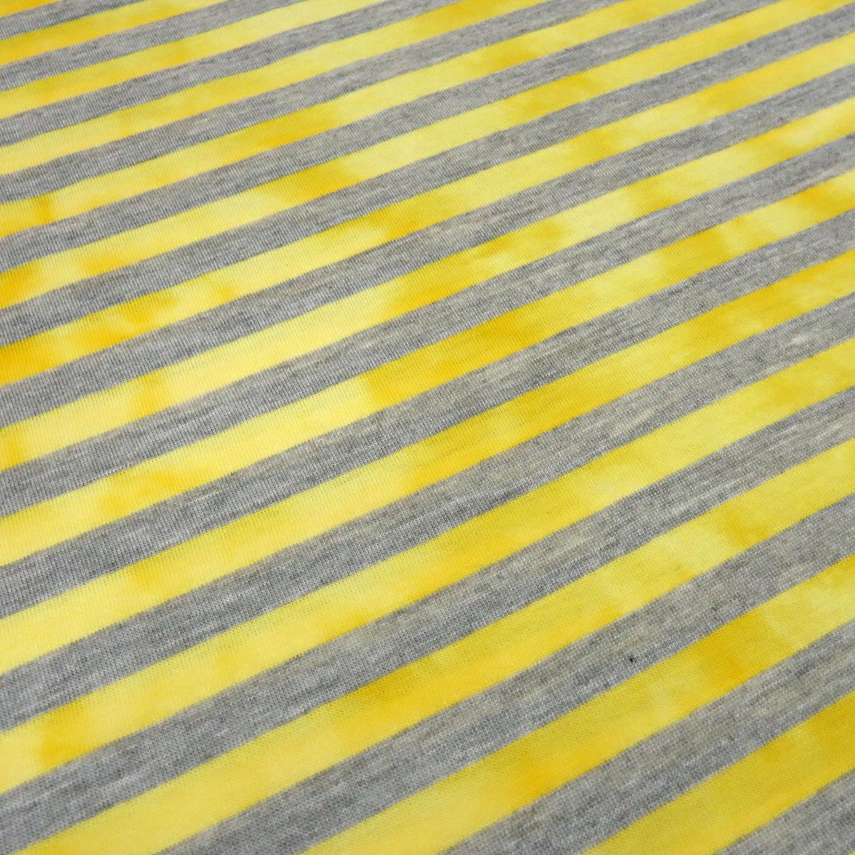 Fabric cotton jersey with 9 mm batik stripe design gray yellow stripes dress fabric children's fabric