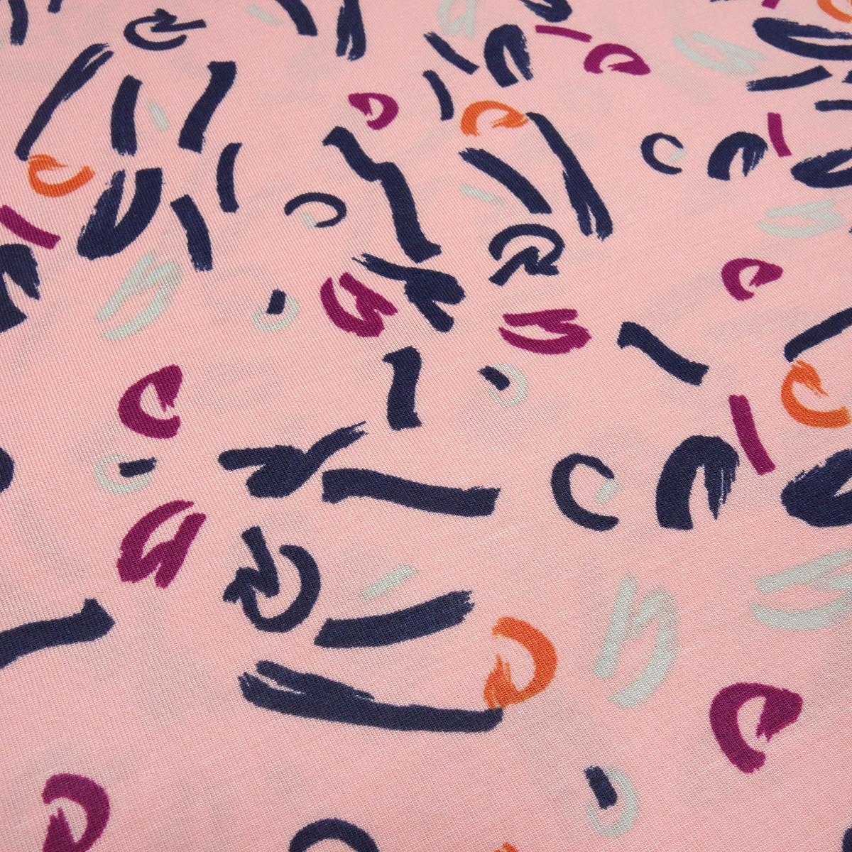 Fabric modal jersey with abstract graphic design pink blue fuchsia dress fabric children's fabric