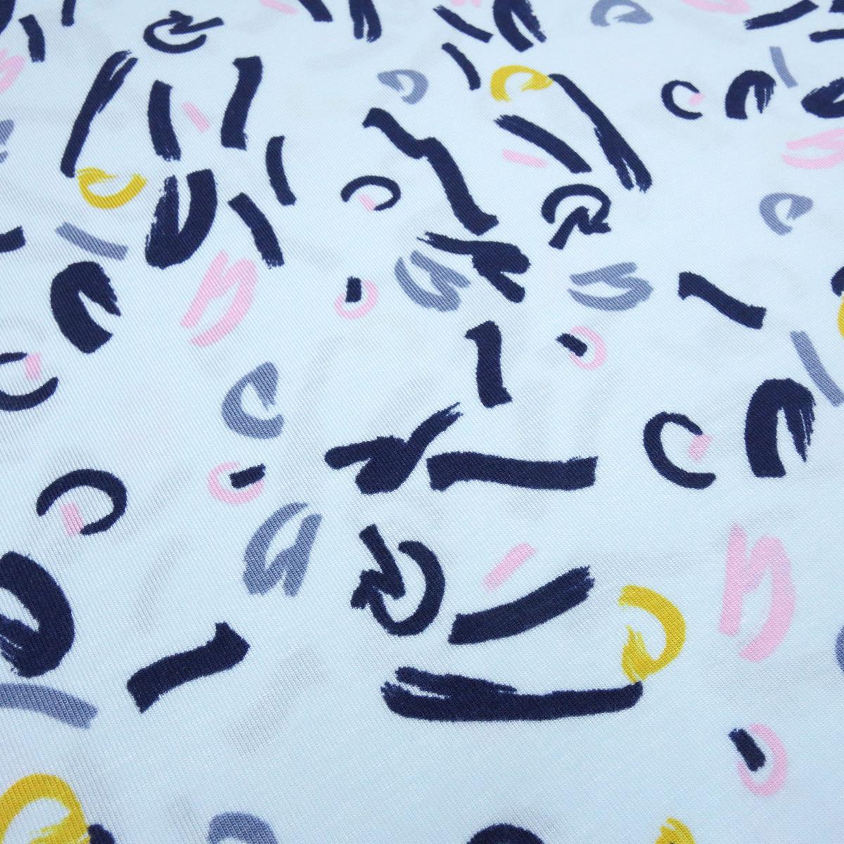 Fabric modal jersey with abstract graphic design light blue blue pink gray curry dress fabric children's fabric