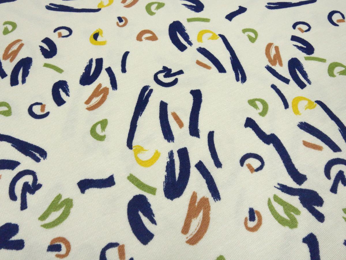 Fabric modal jersey polka dots abstract geometric pattern design sand blue green yellow brown dress fabric children's fabric