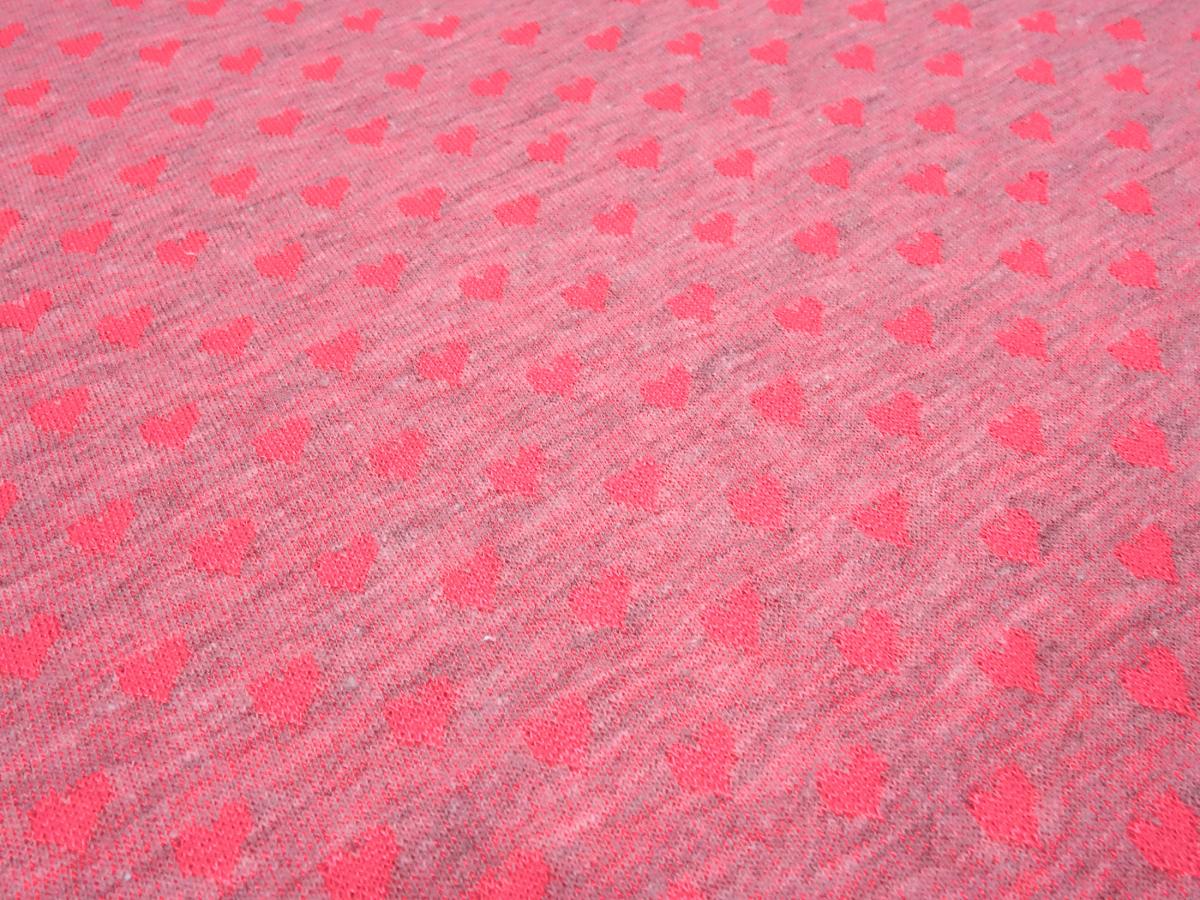 Fabric cotton jersey hearts design pink pink melange children's fabric dress fabric