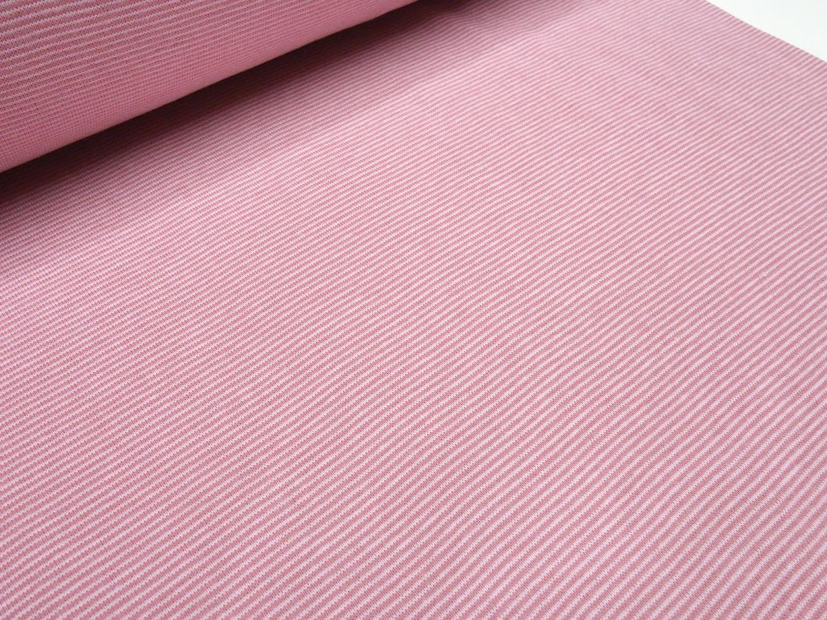 Stoff Baumwolle Bündchenstoff Ringelbündchen Schlauchware rosa 1mm fein gestreift