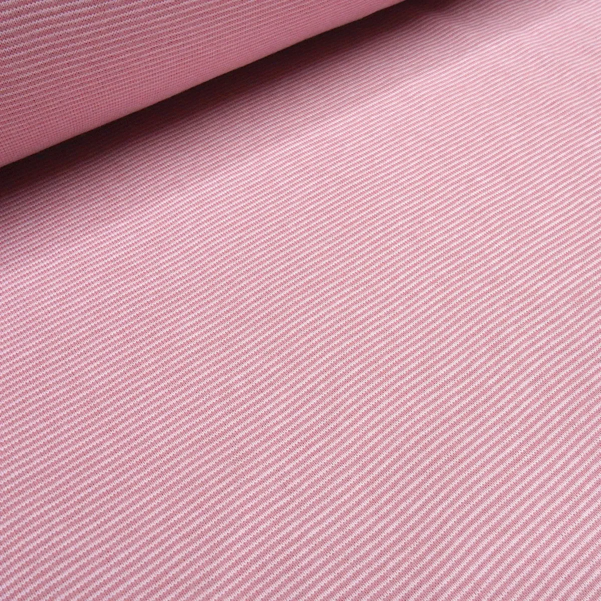 Stoff Baumwolle Bündchenstoff Ringelbündchen Schlauchware rosa 1mm fein gestreift