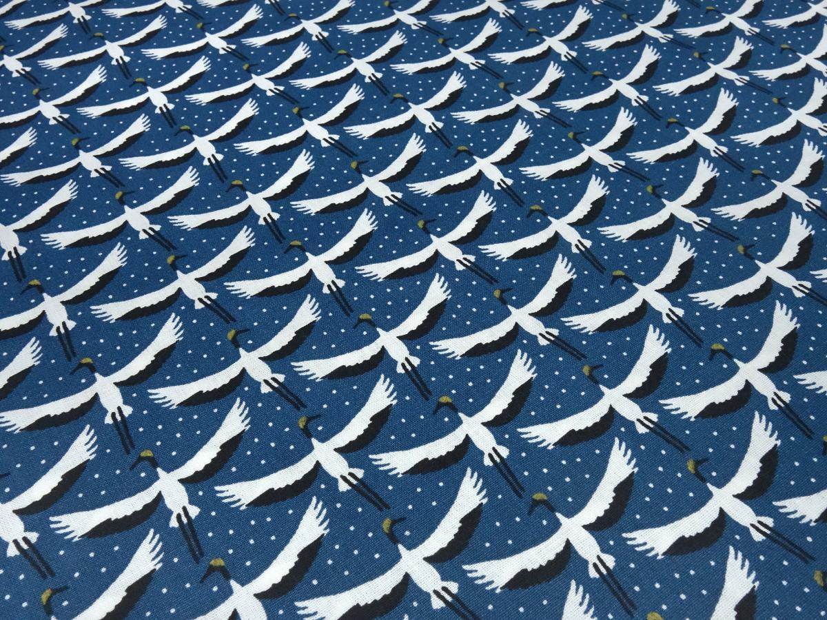 Stoff 100% Baumwolle Popeline mit Vögel Stroche Design blau weiß schwarz Kleiderstoff Blusenstoff Dekostoff