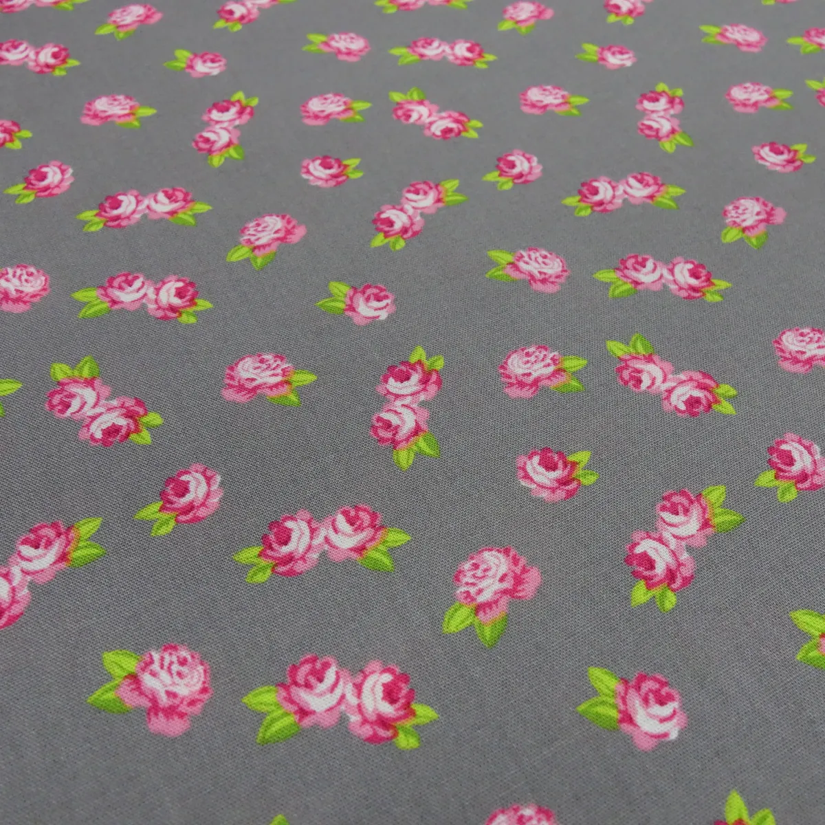 Stoff Baumwolle Popeline Rosen Blumen grau pink rosa weiß Blusenstoff Kleiderstoff Dekostoff​