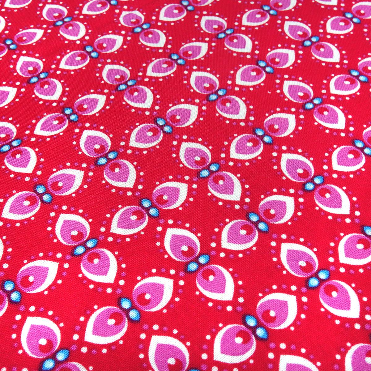 Stoff Baumwolle Popeline mit retro Blumenmuster Design rot rosa weiß blau Kleiderstoff Kinderstoff Dekostoff