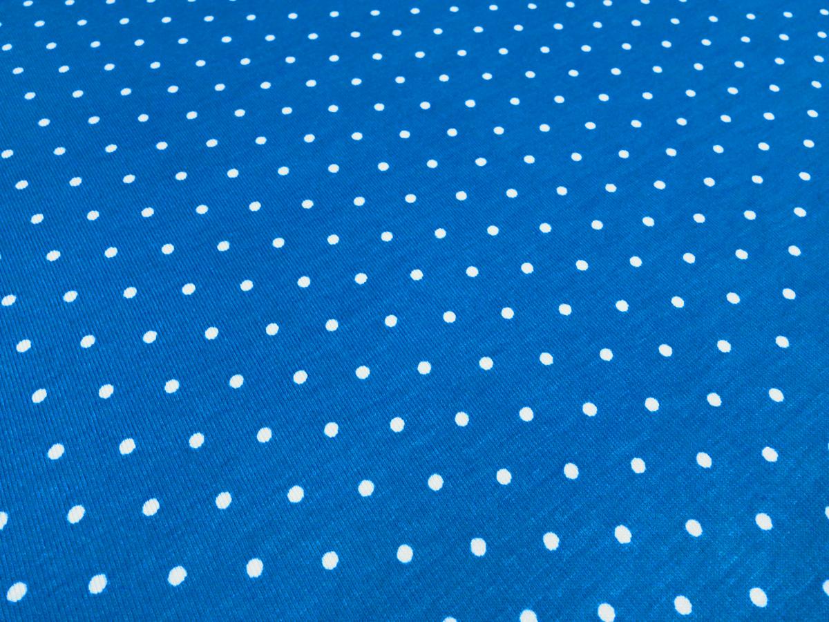 Fabric viscose jersey with 2 mm dots dots design blue-turquoise white dress fabric children's fabric