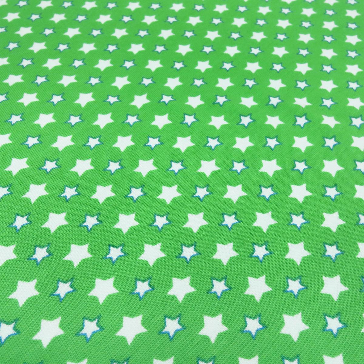 Stoff Baumwolle Jersey mit Sterne Stars Design grün weiß blau Kleiderstoff Kinderstoff