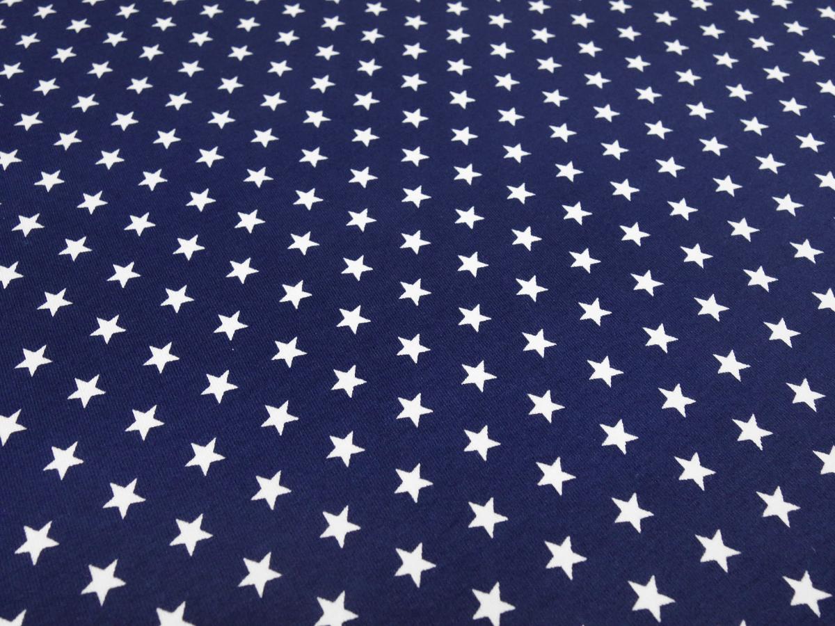 Stoff Baumwolle Jersey mit Sterne Stars Design blau weiss Kinderstoffe Kleiderstoffe