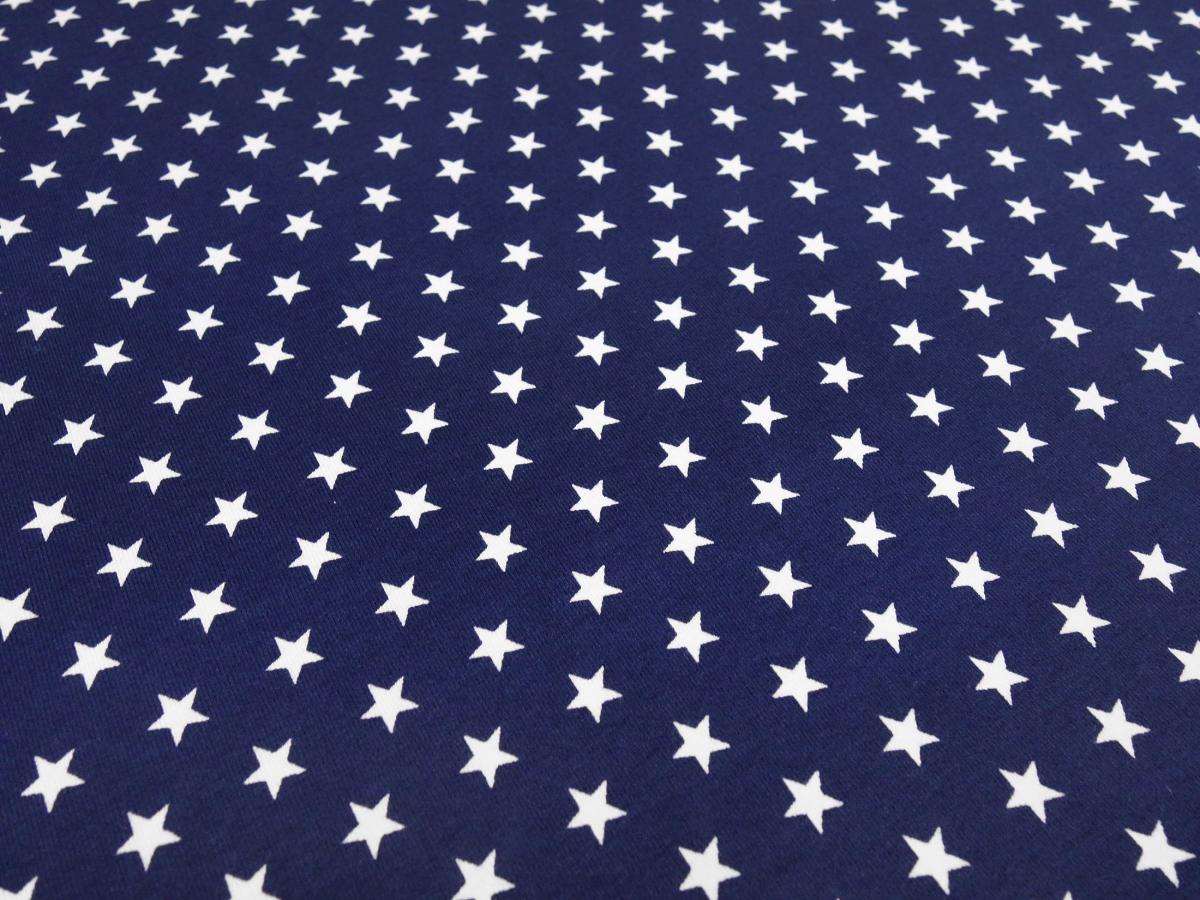 Stoff Baumwolle Jersey mit Sterne Stars Design blau weiss Kinderstoffe Kleiderstoffe