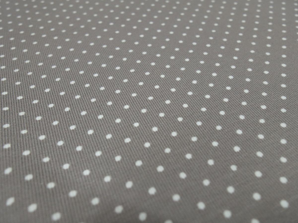 Fabric cotton jersey 2 mm dots design taupé-grey white children's fabric dress fabric