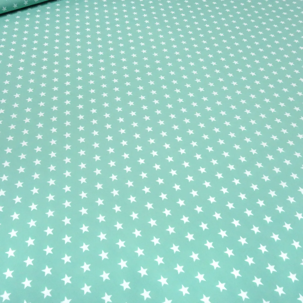 Stoff 100% Baumwolle Popeline mit Sterne Design mint weiß Kleiderstoff Kinderstoff Dekostoff