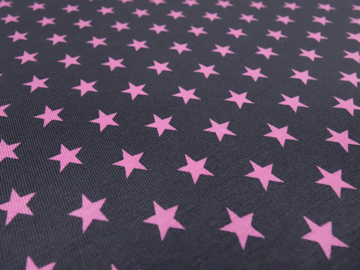 Stoff Baumwolle Jersey mit Sterne Design grau rosa Kinderstoff Kleiderstoff