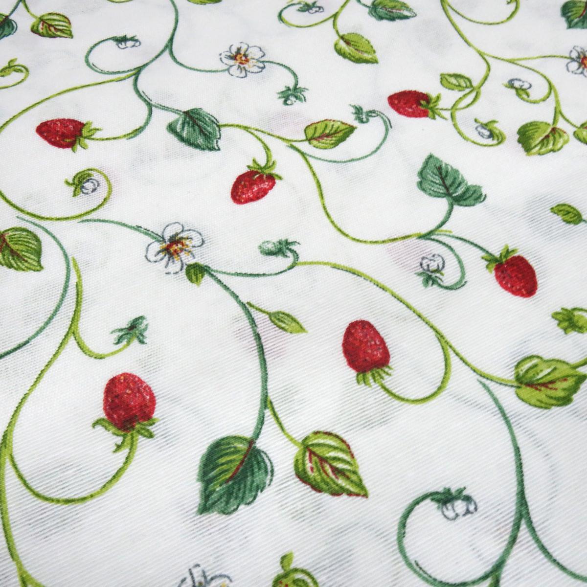 Stoff Dekostoff Erdbeeren Ranken Design weiß grün rot Taschenstoff Tischdeckenstoff Patchworkstoff Kissenbezugsstoff