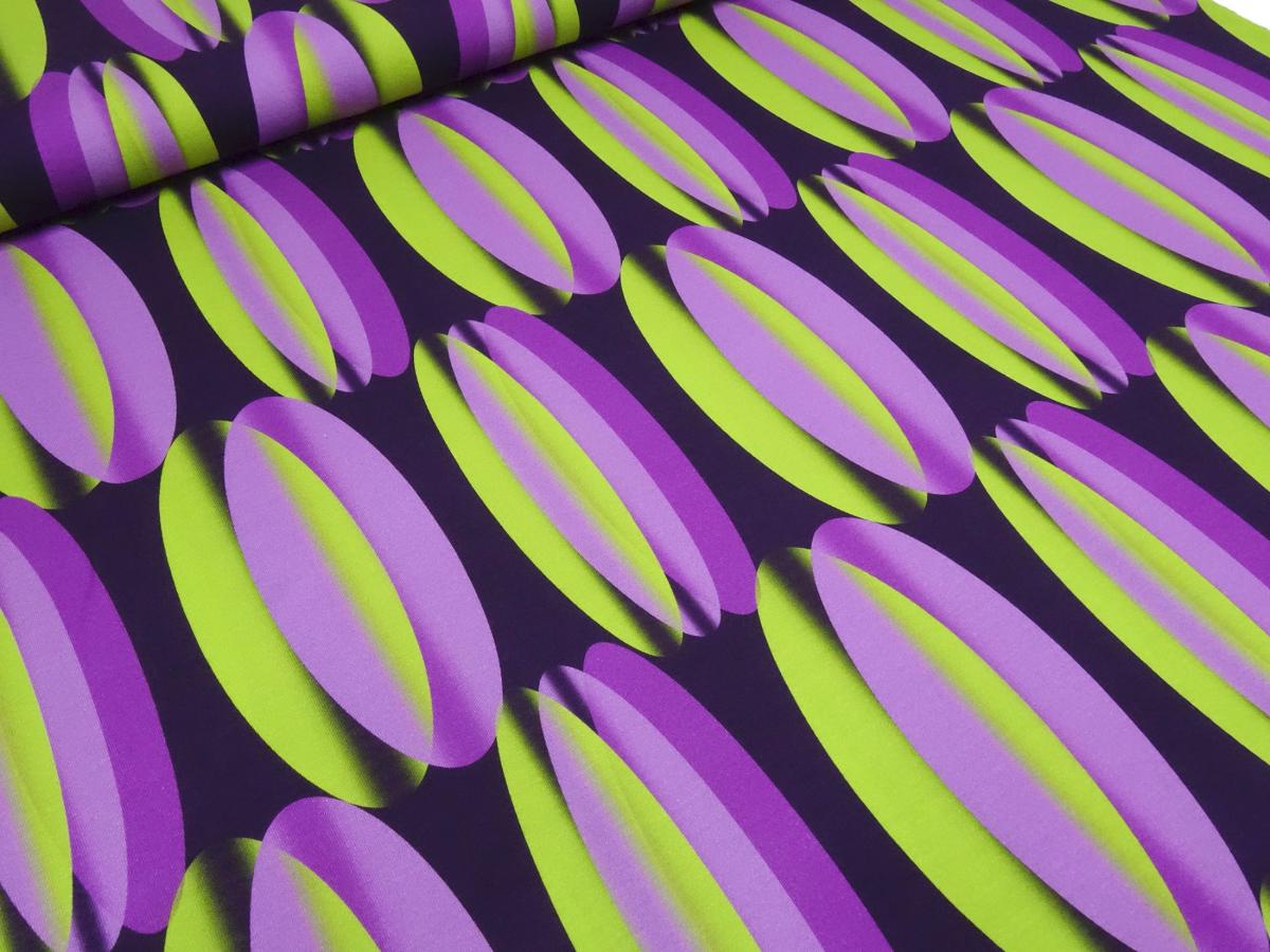 Stoff Viskose Jersey geometrische Muster flieder violett lila grün bunt Kleiderstoff Kinderstoff