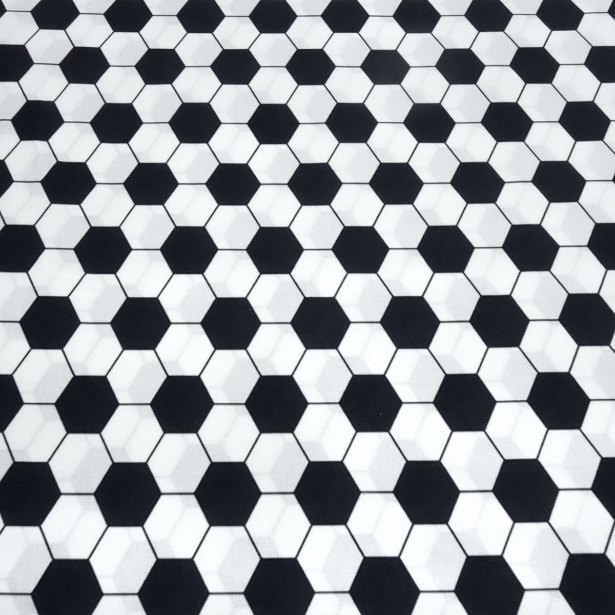 Cotton poplin fabric with black and white soccer ball design Clothing fabric Children's fabric Decorative fabric