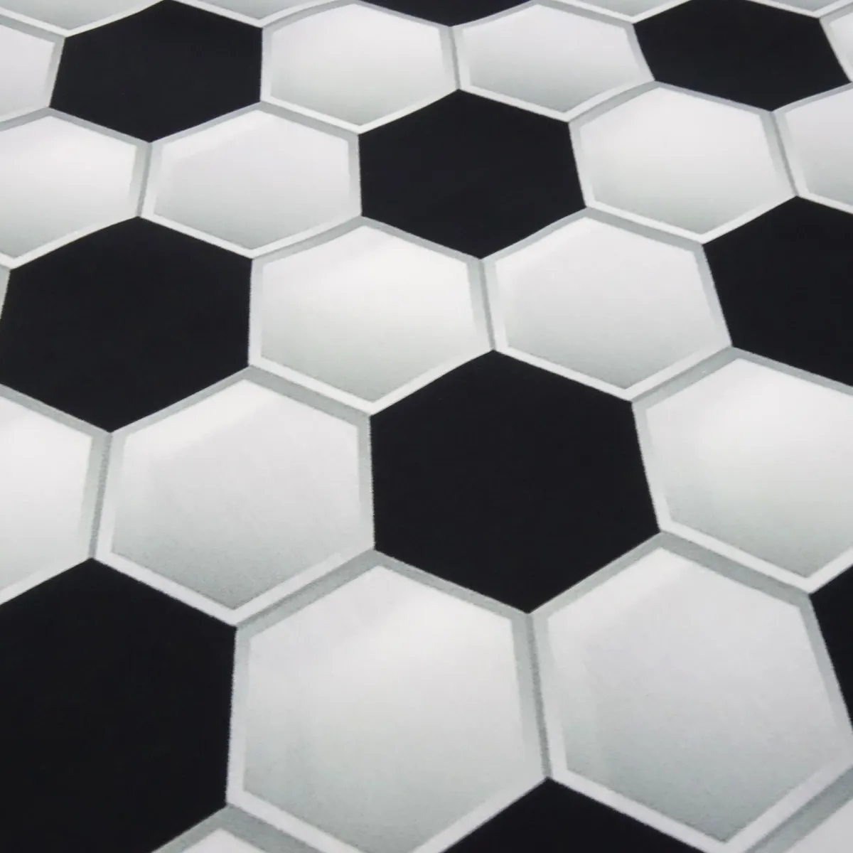 Cotton Poplin Fabric with 3D Soccer Design in Black, White, and Gray—Clothing Fabric, Children's Fabric, Decorative Fabric