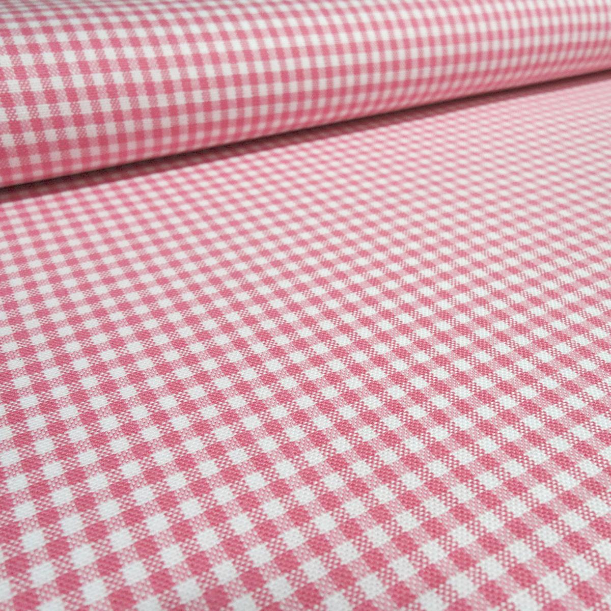 Stoff Baumwolle 2 mm Zefir Karo rosa weiß kariert Kleiderstoff Kinderstoff Dekostoff