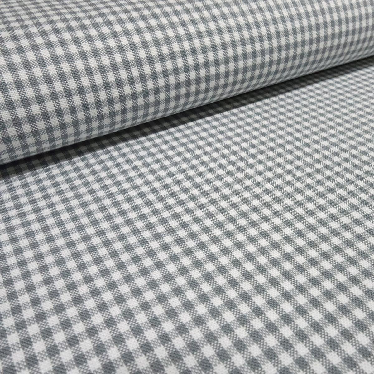 Stoff Baumwolle 2 mm Zefir Karo weiß hellgrau kariert Kleiderstoff Blusenstoff Dekostoff
