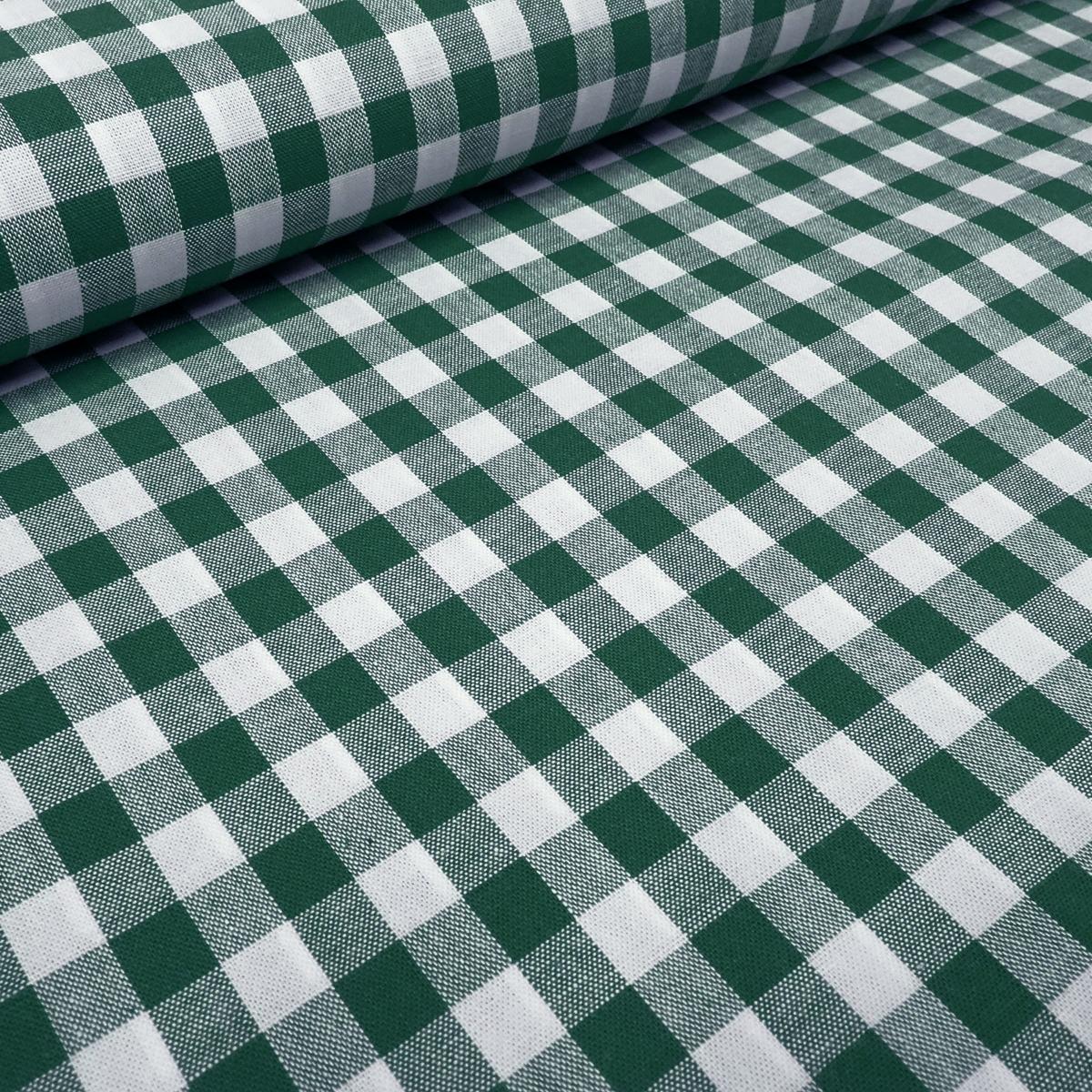 Fabric cotton Zefir check 1 cm fir dark green white checked dress fabric decorative fabric blouse fabric traditional costume fabric