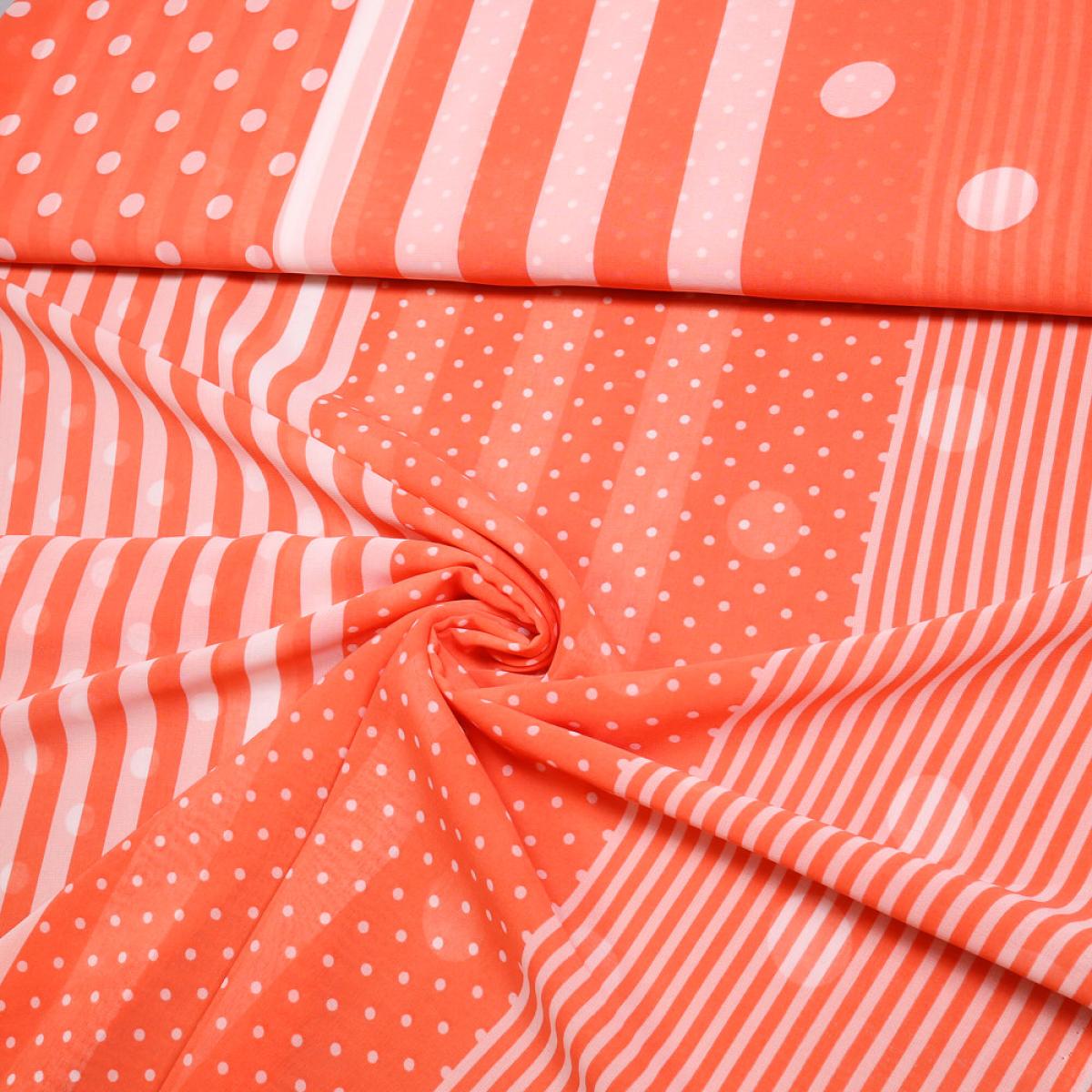 Fabric chiffon with stripes dots design coral coral white dress fabric blouse fabric