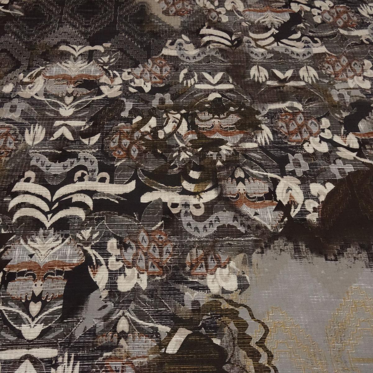 Fabric viscose jersey flowers abstract design brown beige ochre colorful dress fabric