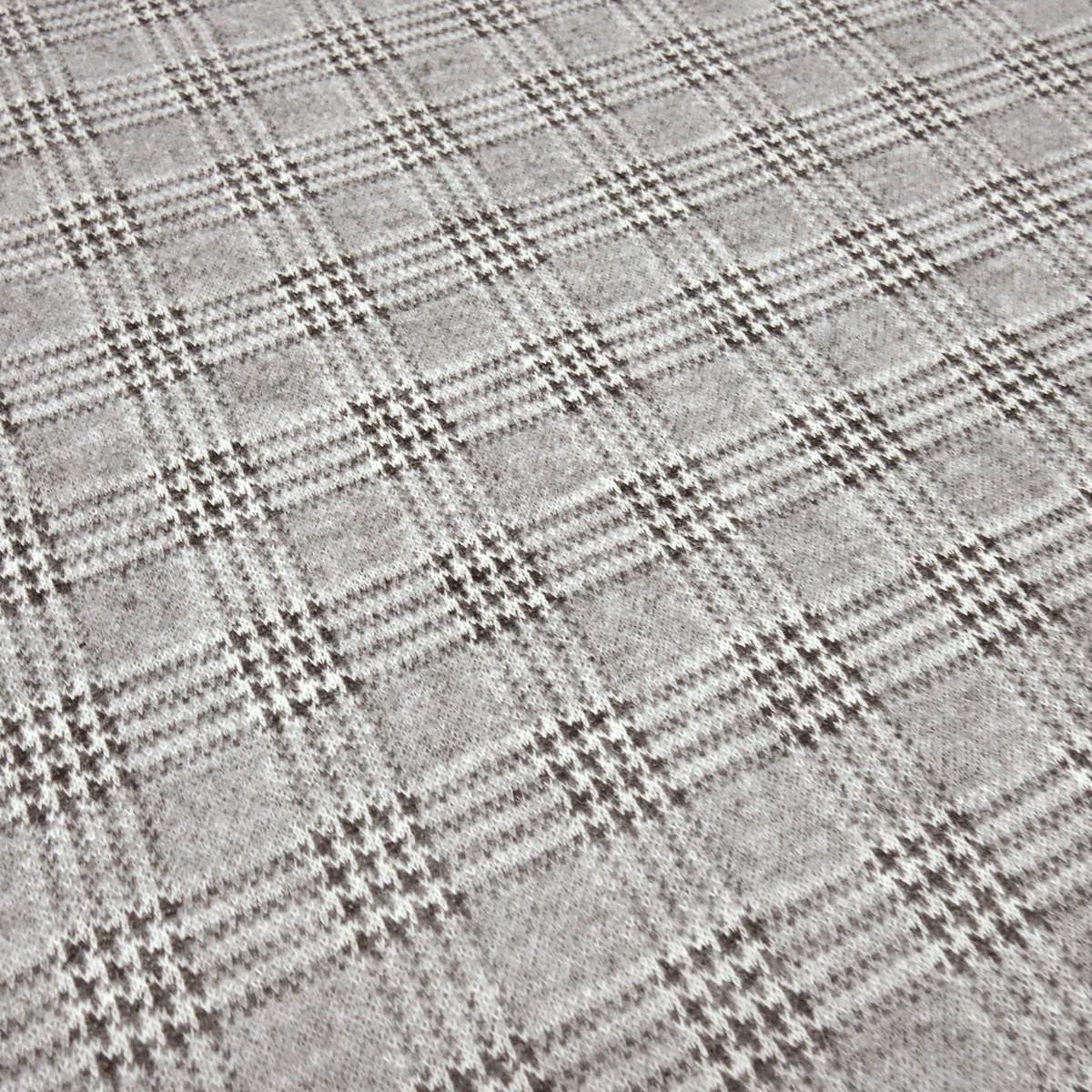 Stoff Feinstrick Jacquard Glencheck Karo schwarz grau wollweiß Kleiderstoff Hosenstoff