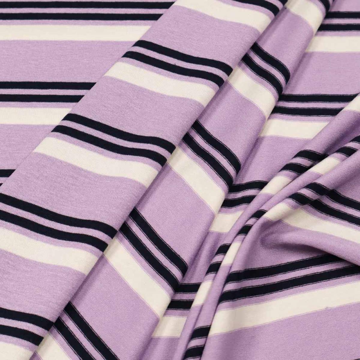 Fabric viscose jersey lilac wool white navy blue horizontal striped dress fabric children's fabric