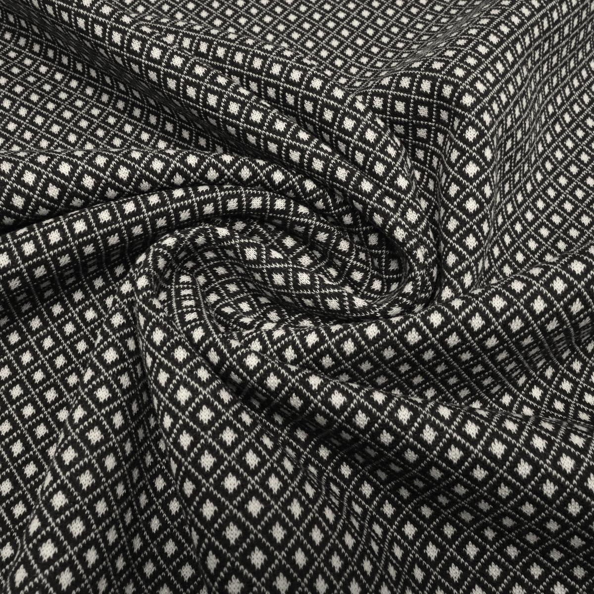 Fabric stretch fine knit jacquard small diamond black wool white dress fabric trouser fabric
