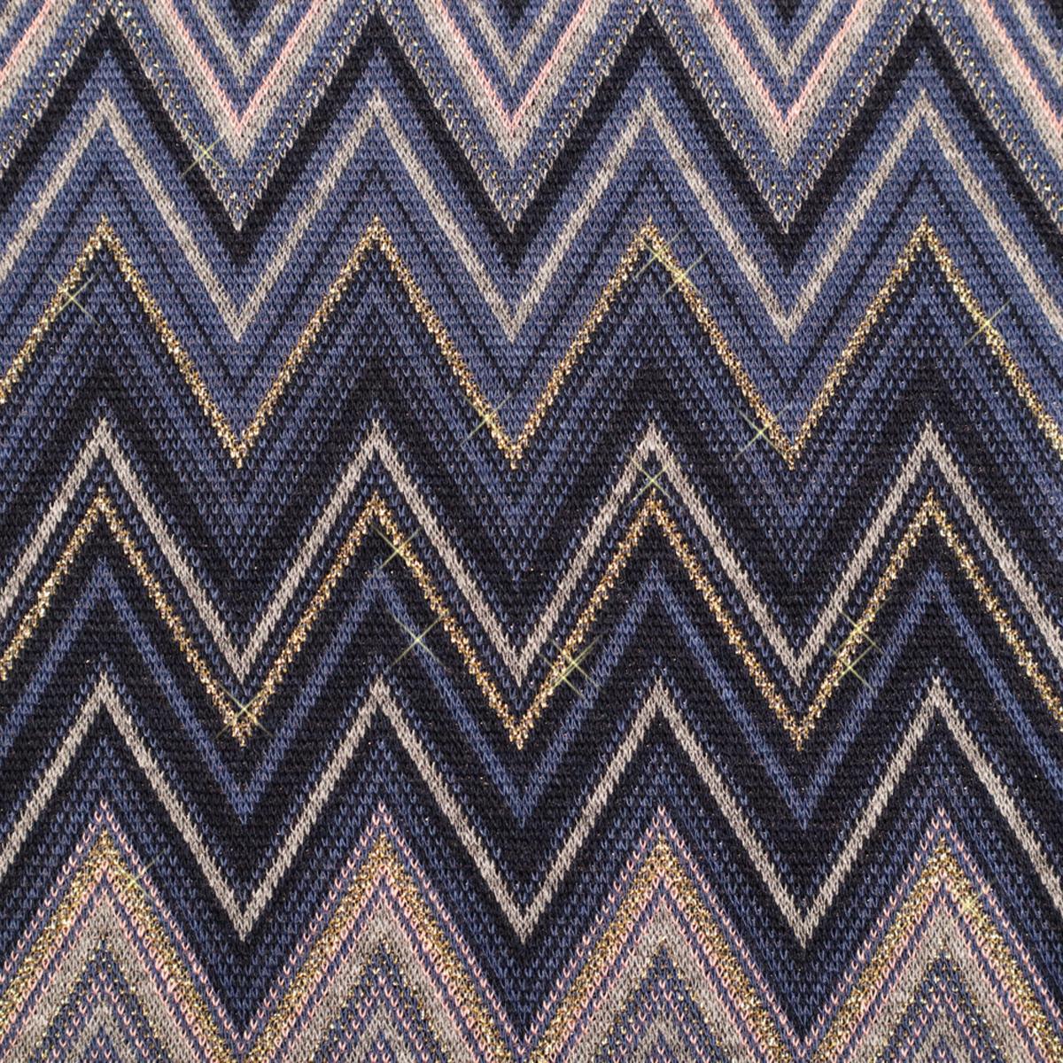 Fabric knitted fabric jacquard zig zag lurex jeans blue dusky pink gray gold dress fabric