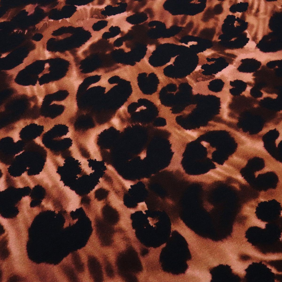 Fabric viscose jersey with leo animal print design black brown beige rosé dress fabric