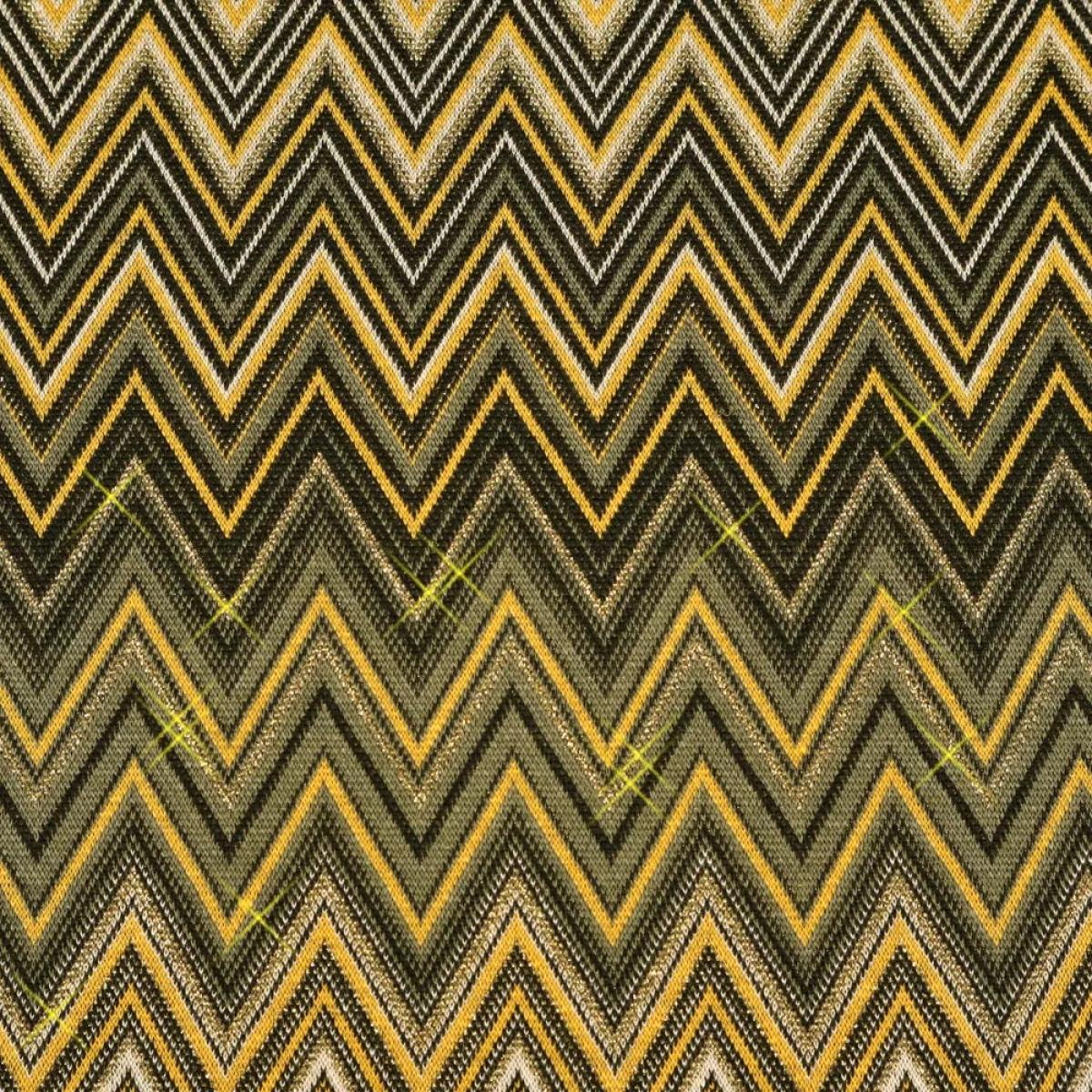 Fabric knitted fabric jacquard zig zag lurex khaki mustard black wool white gold dress fabric
